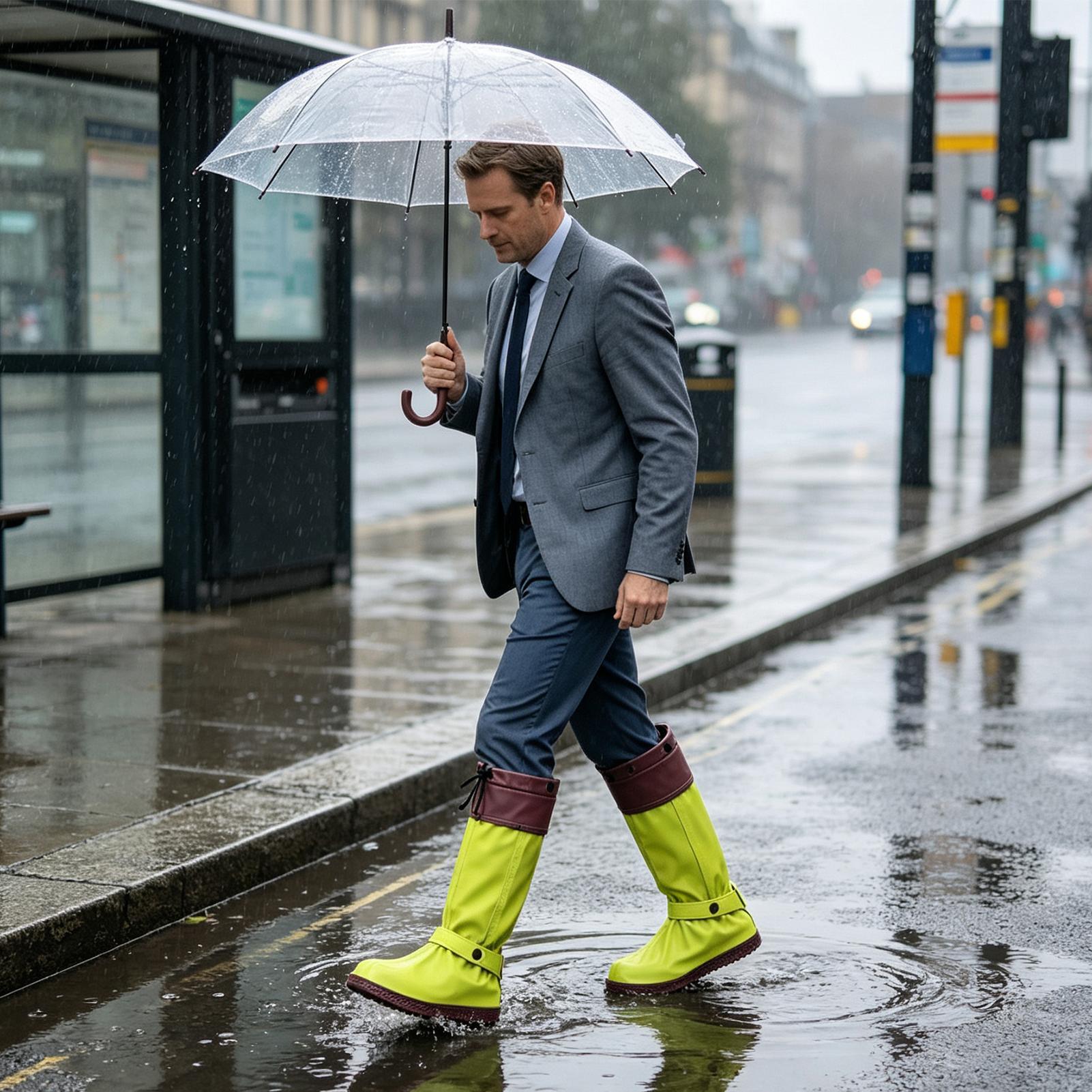 Cycling Commute In Rain - Rain Shoe Covers Zipper Reusable Anti-Slip