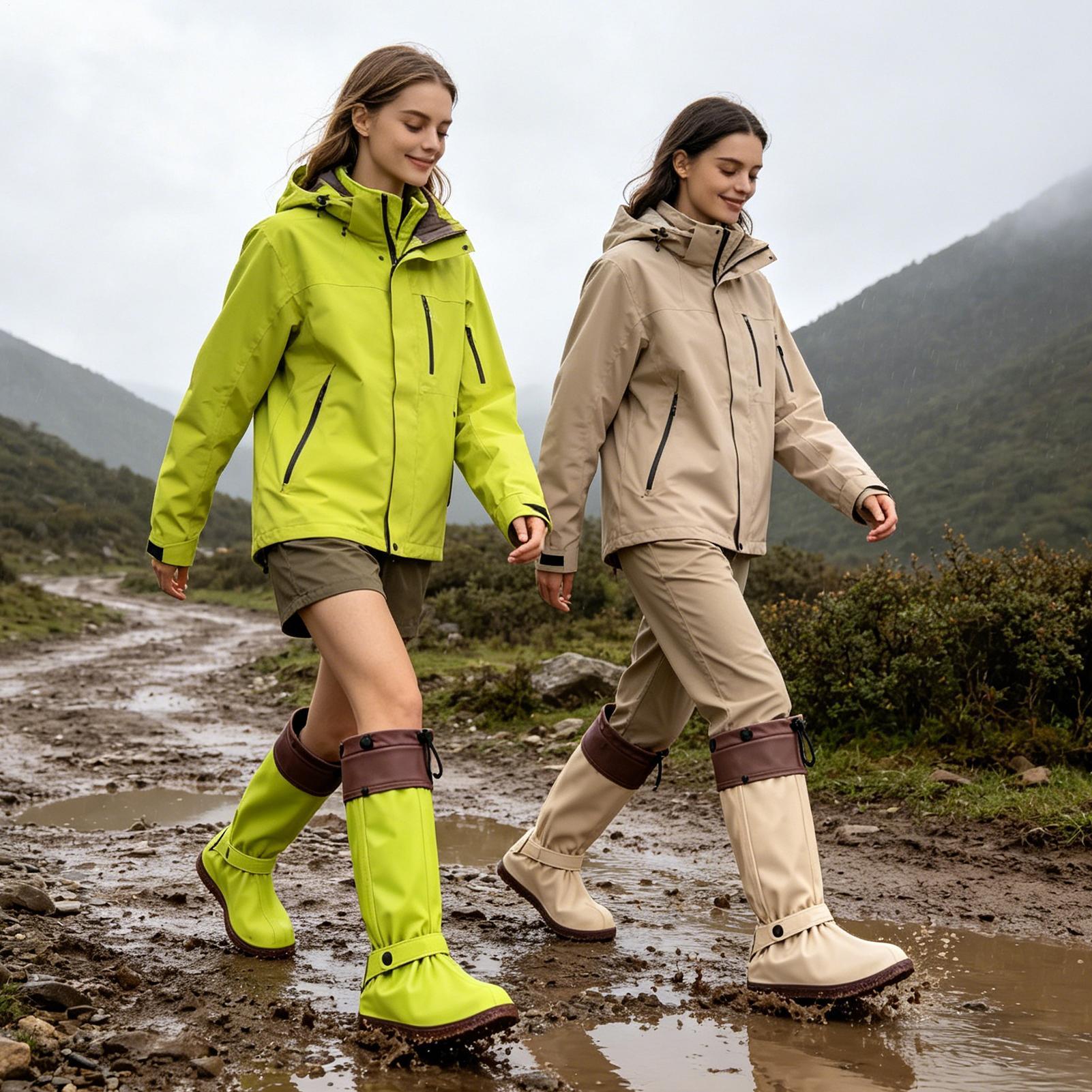 Cycling Commute In Rain - Rain Boot Covers Zipper Reusable Anti-Slip