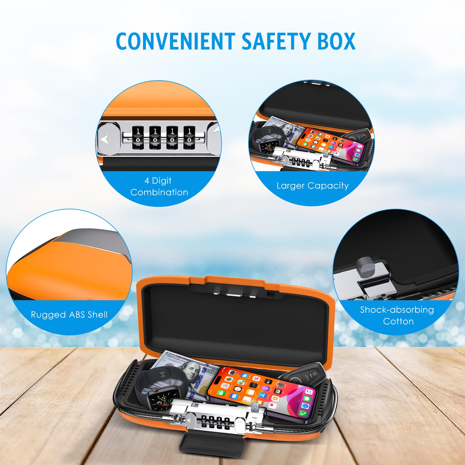Portable Safe Lock Box with 4- - огляд і ціна Chain Lock Combination